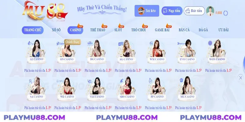 Giới thiệu đôi nét về sảnh Casino Mu88